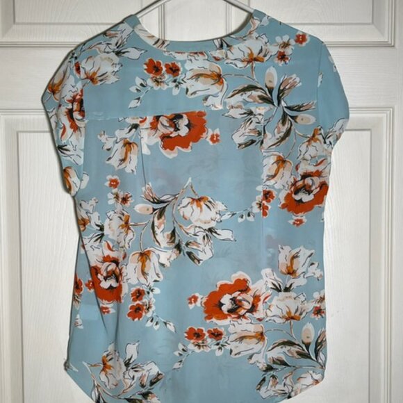 Floral Sleeveless Blouse Light Blue Boho Casual Top Women - Picture 5 of 6